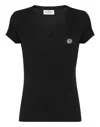 Philipp Plein Logo-plaque Cotton T-shirt In Black