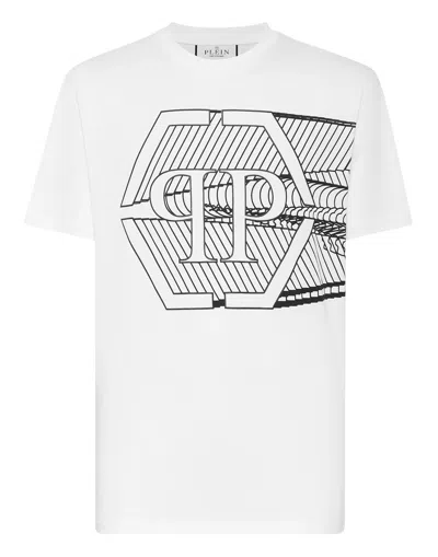 Philipp Plein T-shirt Round Neck Ss Skull & Bones In White