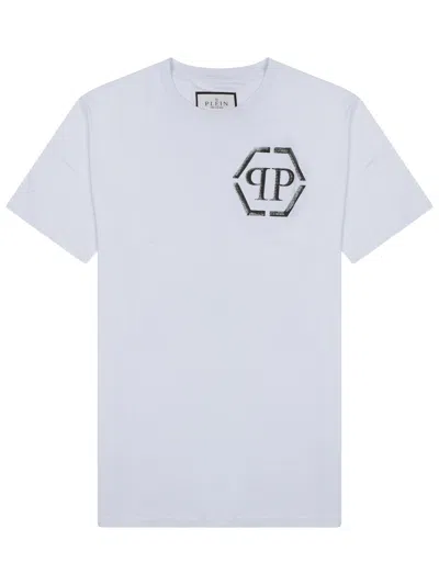 Philipp Plein Short-sleeve T-shirt With Hexagonal Logo Emblem In White