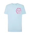 Philipp Plein T-shirt With Round Neck And Short Sleeves In Blue