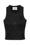 Philipp Plein Jersey Rib Tank Top Fringe In Black