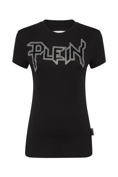 Philipp Plein Logo-embellished Cotton T-shirt In Black