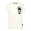 Philipp Plein Ribbed Crew Neck T-shirt With Logo Patch And Chest Print In White