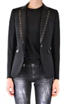Philipp Plein Tailored Black Blazer With Leather Trim In Black
