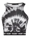 Philipp Plein Tie Dye-print Cropped Top In Black