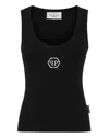 Philipp Plein Hexagon-logo Cotton Tank Top In Black