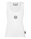 Philipp Plein Logo-embroidered Ribbed Tank Top In White