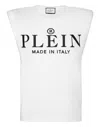 Philipp Plein Logo Embroidery Tank Top With Buttons In White