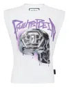 Philipp Plein Skull-print Padded-shoulder Tank Top In White