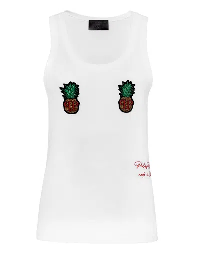 Philipp Plein Tank Top Pineapple Signature Edition In White