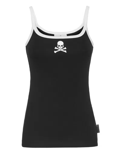 Philipp Plein Tank Top Skull & Bones In Black