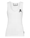 Philipp Plein Crystal-embellished Cotton Tank Top In White