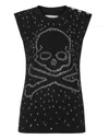 PHILIPP PLEIN TANK TOP STRASS SKULL & BONES