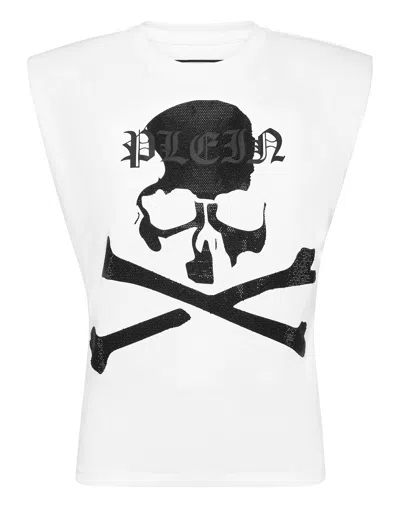 Philipp Plein Rhinestone-embellished Skull Tank Top In Weiss