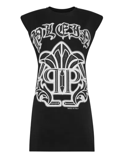 Philipp Plein Gothic Plein Tank Dress In Black
