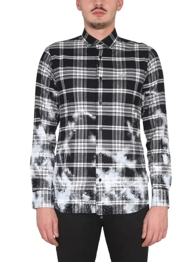 Philipp Plein Tartan Pattern Button Closure Shirt For Men In Black