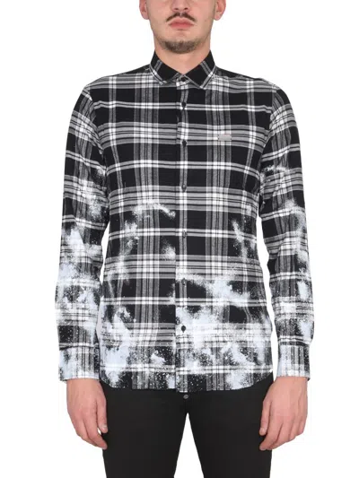 Philipp Plein Tartan Pattern Shirt In Black
