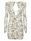 Philipp Plein Tassel-print Long-sleeve Mini Dress In Multi