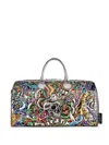 Philipp Plein Tattoo-embossed Leather Tote Bag In Blue