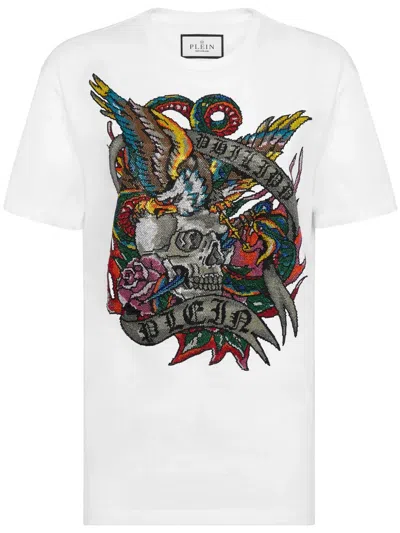 Philipp Plein Tattoo Motif Cotton T-shirt In White