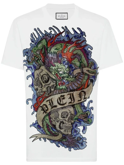 Philipp Plein T-shirt Round Neck Ss Tattoo In White