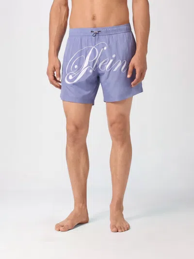 Philipp Plein Technical Fabric Swim Shorts With Embroidered Logo And Drawstring In Blue