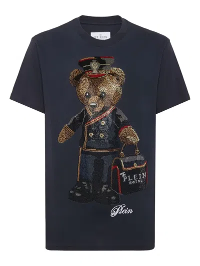 Philipp Plein Teddy Bear Crystal-embellished T-shirt In Blue