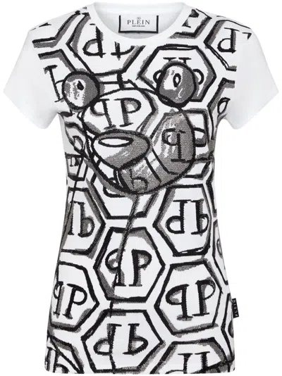 Philipp Plein Teddy Bear-embellished T-shirt In White