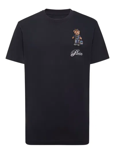 Philipp Plein T-shirt Mit Teddy-stickerei In Black