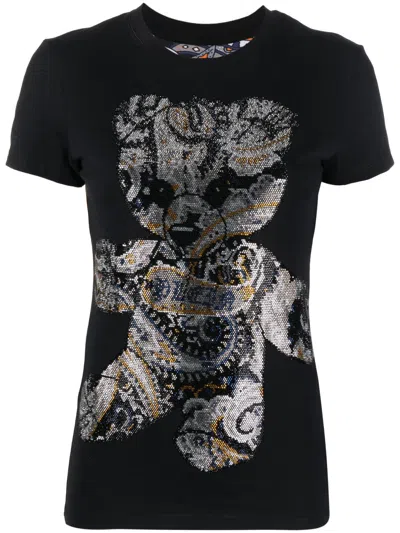 Philipp Plein Teddy Bear Rhinestone-embellished T-shirt In Black