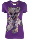Philipp Plein Teddy Bear Rhinestone-embellished T-shirt In Purple