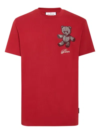 Philipp Plein Teddy Bear Strass T-shirt In Red