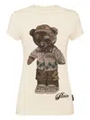 Philipp Plein Cotton Sexy Pure Fit T-shirt Teddy Beach Crystal In Neutral
