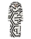 Philipp Plein Teddy Long Eco Fur Coat Monogram In Multi
