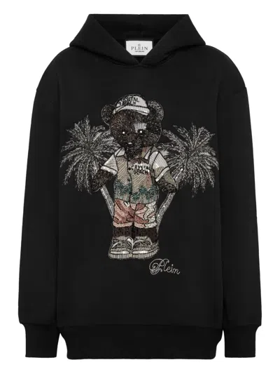 Philipp Plein Teddy-palm Embellished Hoodie In Black