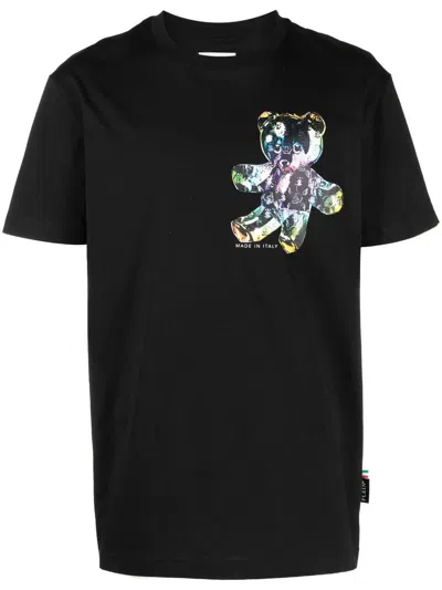 Philipp Plein Teddy Print T-shirt In Black - Multicolored