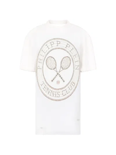 Philipp Plein Open Back T-shirt Mini Dress Tennis Club In Multi