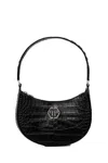 Philipp Plein Textured Crocodile Pattern Handbag With Logo Detail In Black