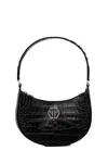 Philipp Plein Crocodile Texture Shoulder Bag With Adjustable Strap In Black