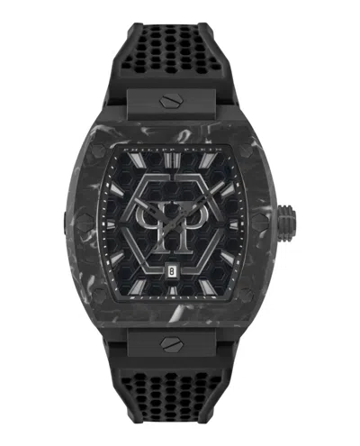 Philipp Plein The Hexagon Phantom Silicone Watch In Black