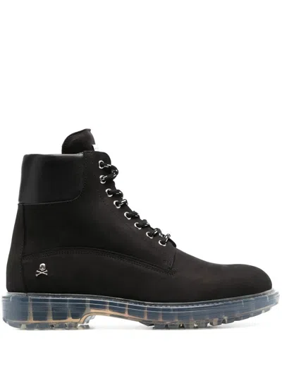 Philipp Plein The Hunter Lace-up Ankle Boots In Schwarz