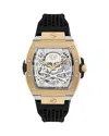 Philipp Plein Men's Automatic The $keleton Black Silicone Strap Watch 44mm In Silver/two Tone