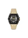Philipp Plein Men's Automatic The Skeleton 2.0 Gold Ion Plated Bracelet Watch 44mm In Black