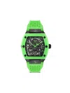 Philipp Plein Men's Automatic The Skeleton Green Silicone Strap Watch 44mm In Black