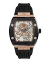 Philipp Plein Men's Automatic The $keleton Black Silicone Strap Watch 44mm In Black