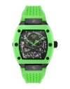 Philipp Plein Men's Automatic The Skeleton Green Silicone Strap Watch 44mm In Black
