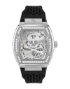 Philipp Plein The Skeleton Silicone Strap Watch, 44mm In Silver