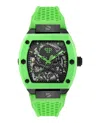 Philipp Plein Men's Automatic The Skeleton Green Silicone Strap Watch 44mm In Multi