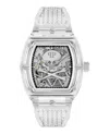 Philipp Plein Men's Automatic Skeleton Transparent Tpu Strap Watch 44x56mm In Metallic