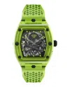 Philipp Plein Men's Automatic Skeleton Green Tpu Strap Watch 44x56mm In Multi